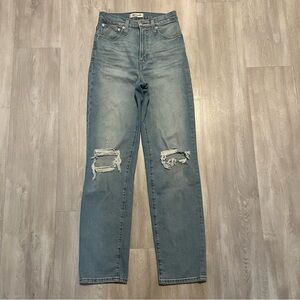 Madewell Women's Distressed Light Blue Perfect Vintage Straight Leg Jeans
